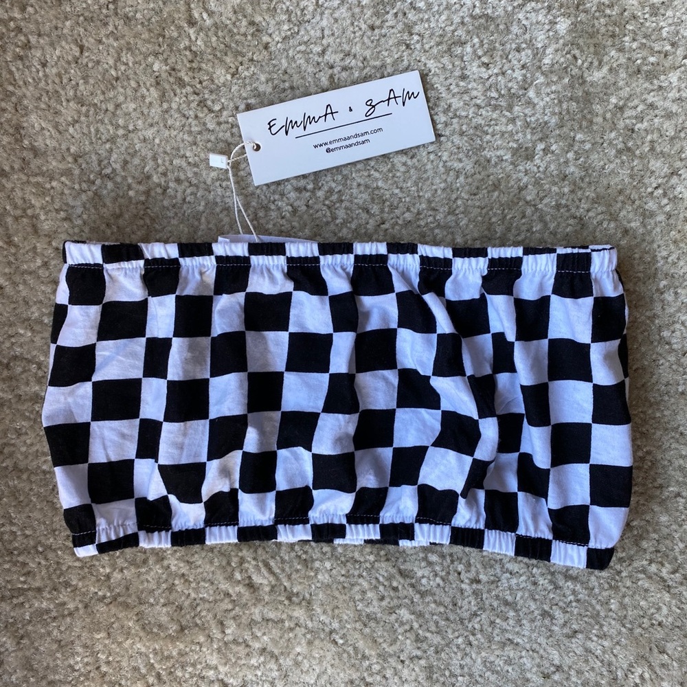 Black and White Checkered Tube Top (Emma & Sam)